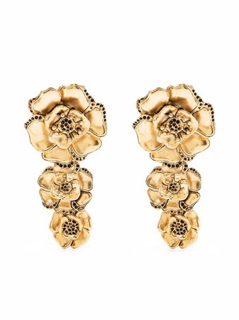 Alberta Ferretti clip-on rose earrings - FARFETCH