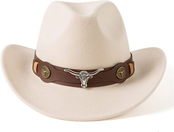 Gossifan Classic Womens Western Cowboy Cowgirl Hats with Wide Belt Light Sand at Amazon Women’s Clothing store