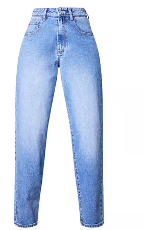 Plt L32 Mid Blue Wash Boyfriend Jeans | PrettyLittleThing USA