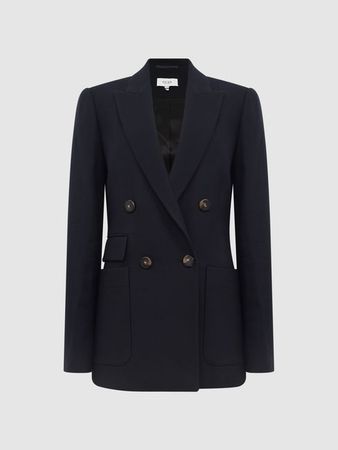 Reiss Larsson Double Breasted Twill Blazer | REISS USA