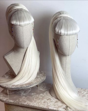 white hair ponytail