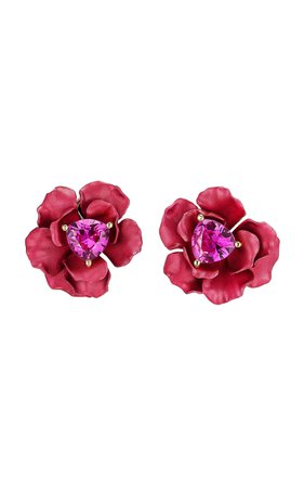 18k Gold Vermeil Ruby Rose Stud Earrings With Recycled Aluminium By Anabela Chan