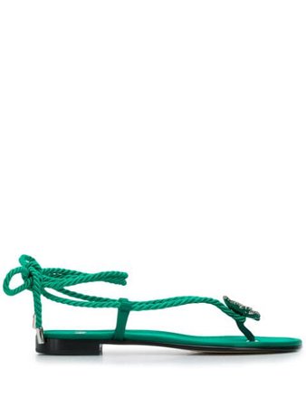 Alevì Open Toe Braided Strap Sandals MIRASATINEMERALD Green | Farfetch