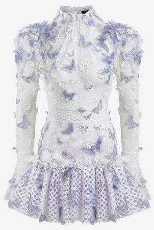 White and purple butterfly dress