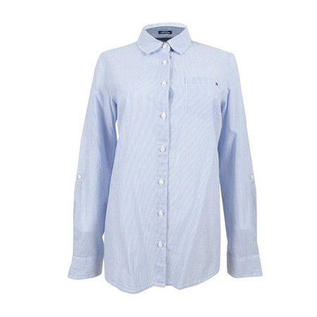 Tommy Hilfiger Women's Cornell Striped Shirt (M, Blue/White) - Blue/White - m | Overstock.com Shopping - The Best Deals on Long Sleeve Shirts