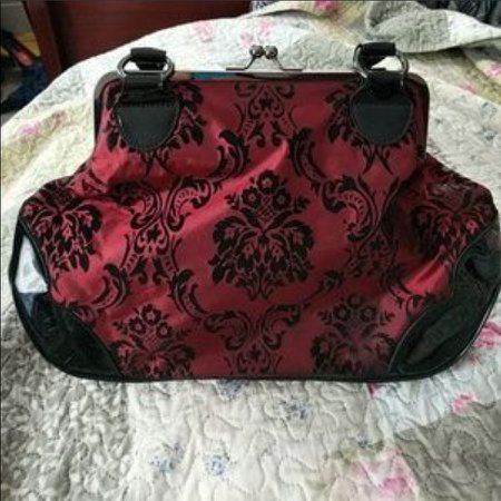 black and red vintage goth bag