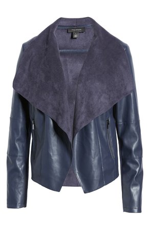 Halogen® Faux Leather Drape Front Jacket | Nordstrom