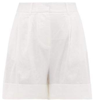 Shiana High Rise Linen Blend Shorts - Womens - White