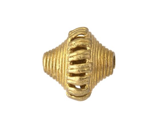 African Brass (Ghana) Caged Saucer 17-19x19-20mm - Lima Beads