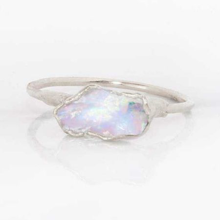 Silver Opal Ring Gemstone Ring Stacking Ring Opal
