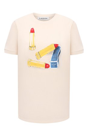 Женская кремовая хлопковая футболка LANVIN — купить за 37200 руб. в интернет-магазине ЦУМ, арт. RW-T0688J-JU01-P21