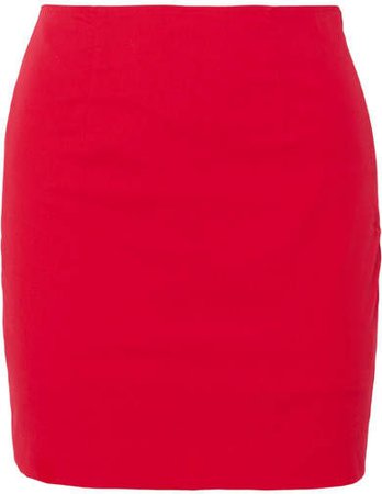 STAUD - Panda Stretch-cotton Poplin Mini Skirt - Red