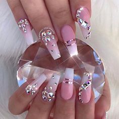 pink glitter nails