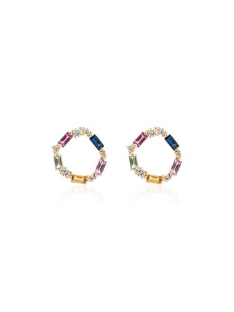 Suzanne Kalan 18Kt Yellow Gold Fireworks Sapphire Diamond Open Circle Earrings | Farfetch.com