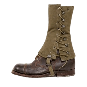 military inspo gaiter on leather boot