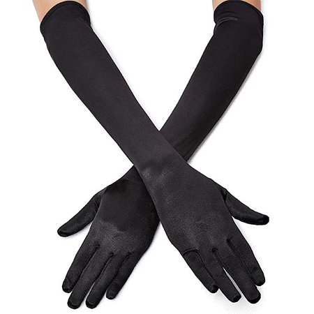1920s Opera Satin Long Gloves 19.5" Elbow Length, 12BL at Amazon Women’s Clothing store: