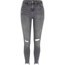 grey denim ripped jeans women - Google Search