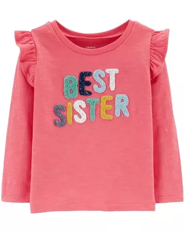 Toddler Girl Best Sister Slub Flutter Top | Carters.com