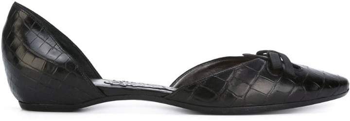 Pre-Owned bow detail ballerina flats