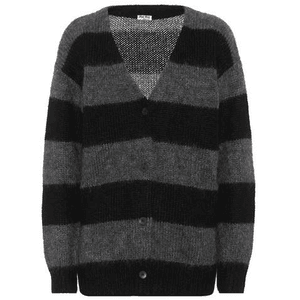 Striped mohair and wool cardigan  PNG