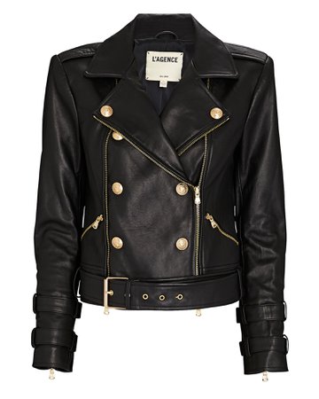 L'Agence Billie Double-Breasted Leather Jacket | INTERMIX®