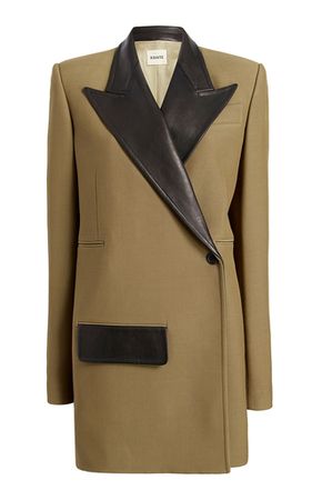 Jacobson Leather-Detailed Coat By Khaite | Moda Operandi