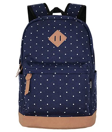 Amazon.com: Unisex Packable Lightweight Canvas College Backpacks Travel Hiking Laptop Backpack Rucksack Schoolbags School Book bag Daypack (Navy Blue Polka Dot): leapop