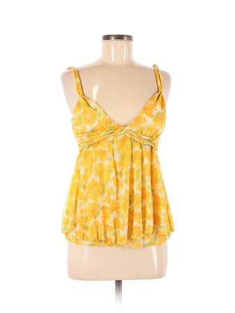Diane von Furstenberg 100% Silk Tie-dye Yellow Sleeveless Silk Top Size M - 86% off | thredUP