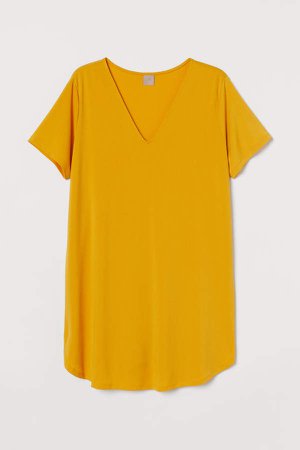 H&M+ Short-sleeved Tunic - Yellow