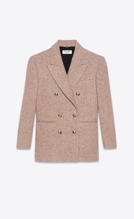 SAINT LAURENT double-breasted jacket in mélange wool tweed
