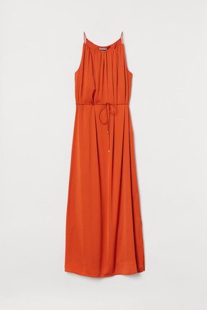 Długa sukienka z satyny - Pomarańczowy - ONA | H&M PL