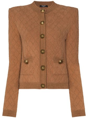 Balmain, quilted-effect Fitted Cardigan