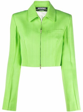 Shop Jacquemus pointed-collar cropped jacket with Express Delivery - FARFETCH