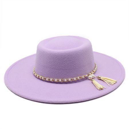 Men's And Women's Fashion Flat Top Woolen Top Hat