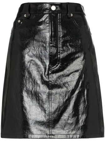 Helmut Lang five-pocket Patent Leather Skirt - Farfetch