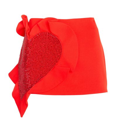 Womens Area Nyc red Wool Embellished Heart Mini Skirt | Harrods # {CountryCode}