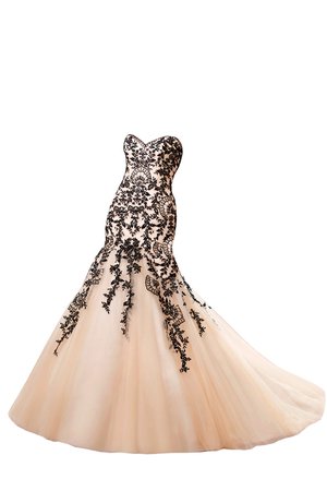 Dress Long Black White Mermaid Ball Gown