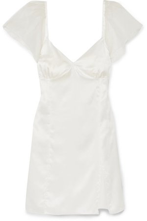 MaisonCléo | Christine georgette-trimmed silk-satin mini dress | NET-A-PORTER.COM