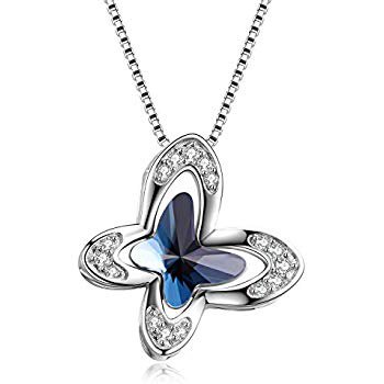 Amazon.com: Fancime 925 Sterling Silver Butterfly Round Circle Necklace Synthetic Blue Spinel Danity Cubic Zirconia CZ Pendant Jewelry for Women Girls 18": Jewelry