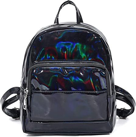 Amazon.com: Holographic Laser Leather Backpack for Girls Pink Silver Mini Backpack for Women Black : Clothing, Shoes & Jewelry