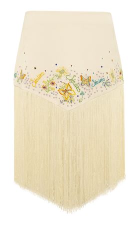 Akia Embroidered Fringe Skirt By Siedrés | Moda Operandi