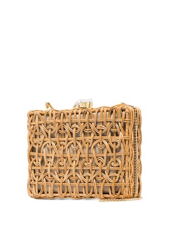 ARANAZ chain-trimmed woven straw bag