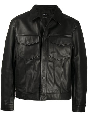 A.P.C. Pointed Collar calf-leather Jacket - Farfetch