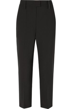 Brunello Cucinelli | Cropped bead-embellished cady straight-leg pants | NET-A-PORTER.COM