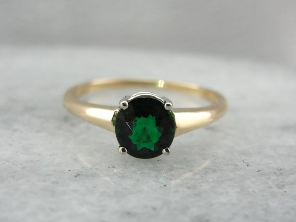 Tsavorite Garnet Green Garnet Engagement Ring Vintage | Etsy