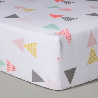 Fitted Crib Sheet Triangles - Cloud Island™ Pink : Target