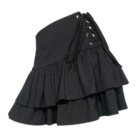 [undeadjoyf] layered black skirt with lacing on the side