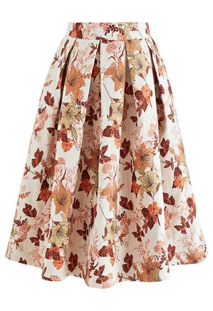 Lily Butterfly Jacquard Pleated Midi Skirt - Retro, Indie and Unique Fashion