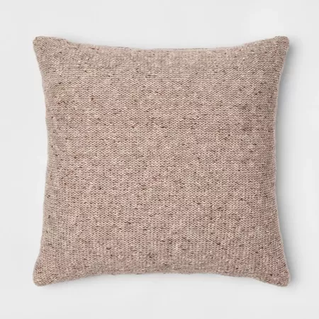 Marled Sweaterknit Oversize Square Throw Pillow Beige - Threshold : Target