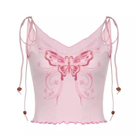 Fairycore Butterfly Pink Summer Vest
